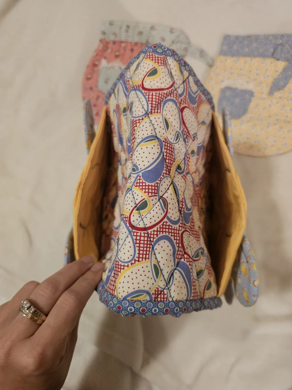 Vintage Inspired Handmade Quilted Pot Holder Set Cottagecore Retro Kitchen